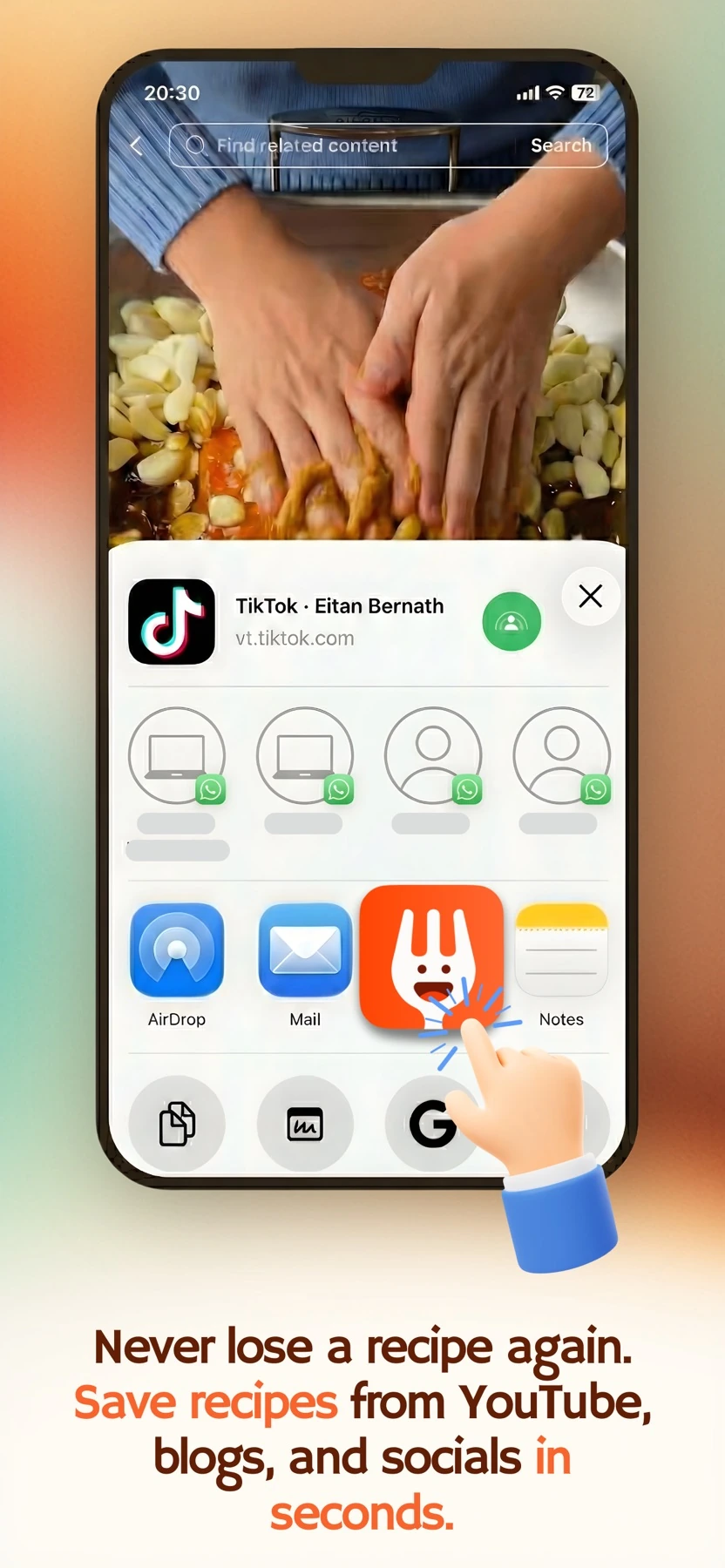 ReciPin preview: recipe saving using the iPhone share menu