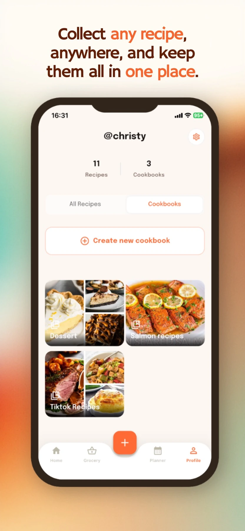 ReciPin preview: collected recipes and cookbooks